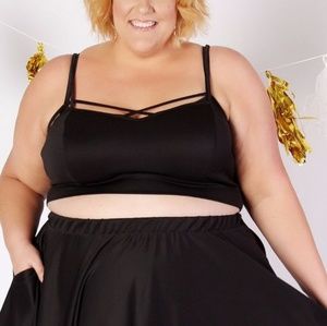 NWT Black caged crop tank